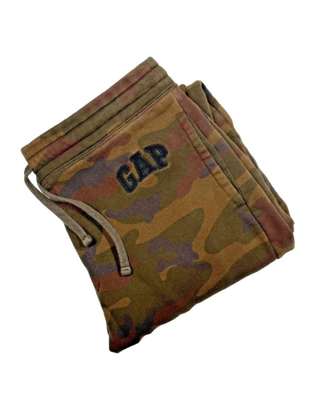 Gap Jogger Sweatpants Womens Green Camo Modern Logo Fleece Casual Lounge